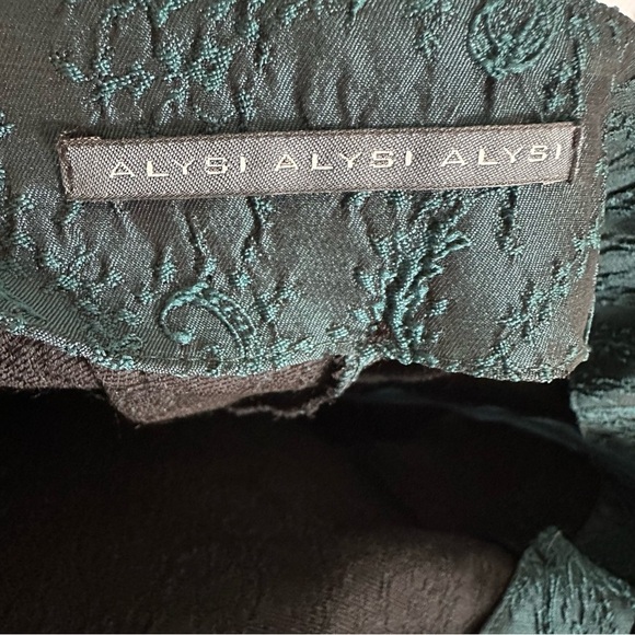 Size 12 Alysi Dark Teal Patterned Formal Mid Dress Gown with Chain Strap Detail - Picture 5 of 6